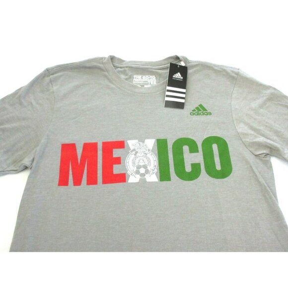 Adidas Men's Performance Mexico Soccer Federation Logo SS Tee shirt Grey NWT - Picture 1 of 4